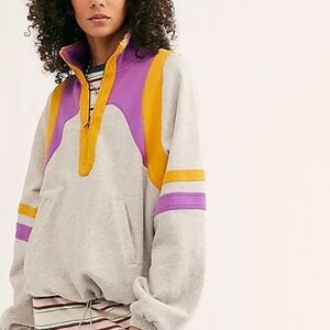 Free People Color Me Rad Half Zipped Sweatshirt-Size XS-Like New!!!